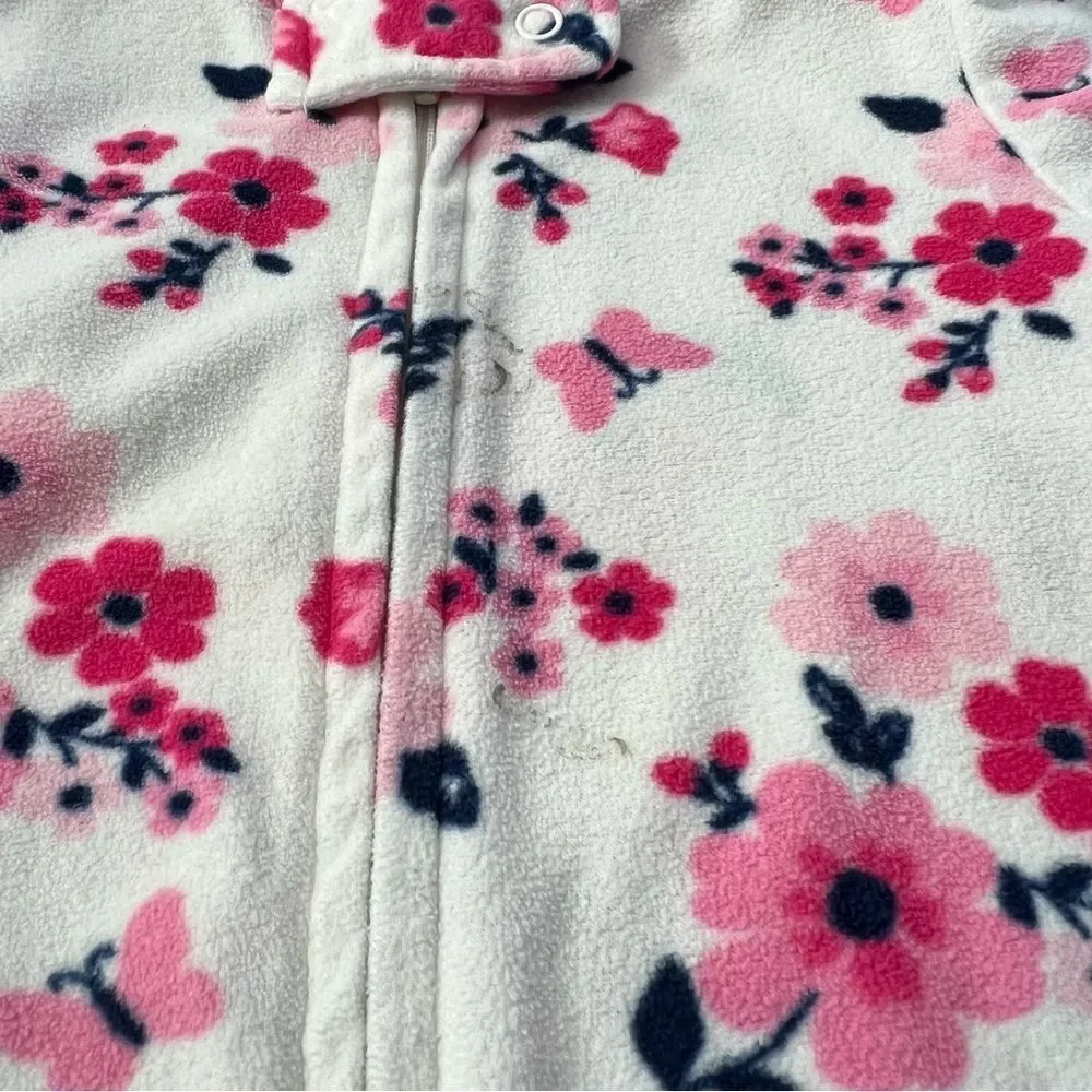 🍭4/$20 Little Me Floral Fleece Zip Footie Pajamas for Baby Girl - 12 months